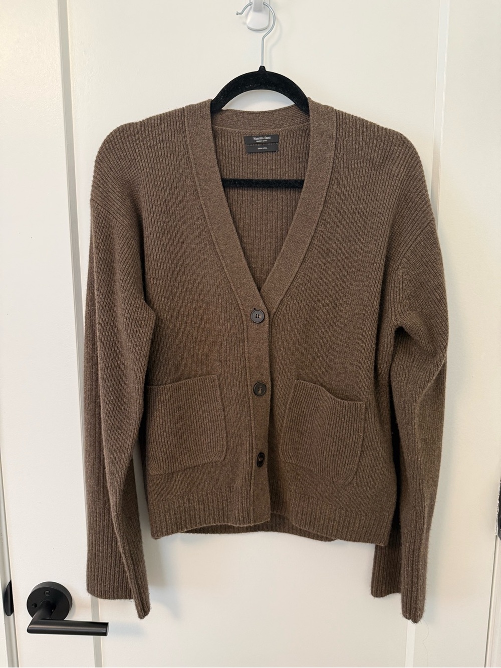 Massimo Dutti Brown V-Neck Button Cardigan